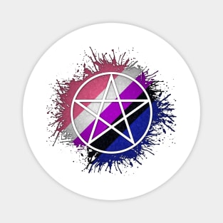 Paint Splatter Gender Fluid Pride Flag Pentacle Symbol Magnet